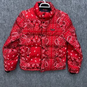 Levis red paisley puffer jacket coat men's size S Small
